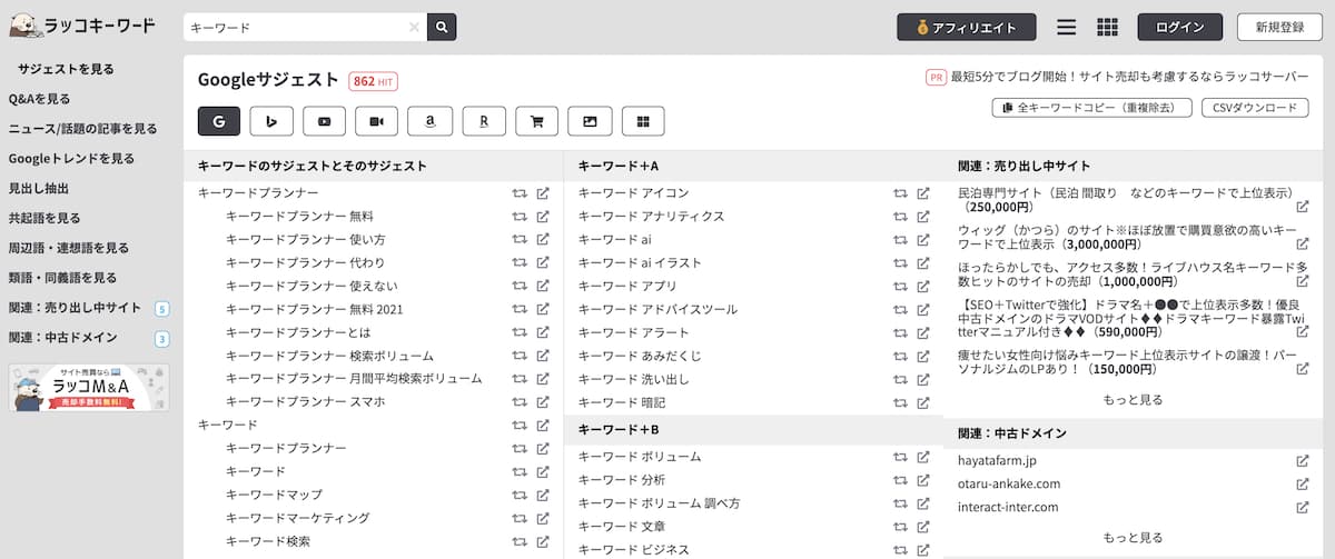 ラッコキーワードの利用イメージ